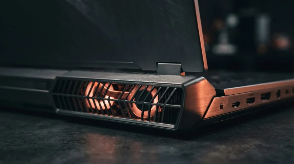 Acer Gaming Laptop Guide: Predator vs Nitro 2026 4 Close-up of Acer Predator laptop rear vents showing AeroBlade 3D cooling fan system
