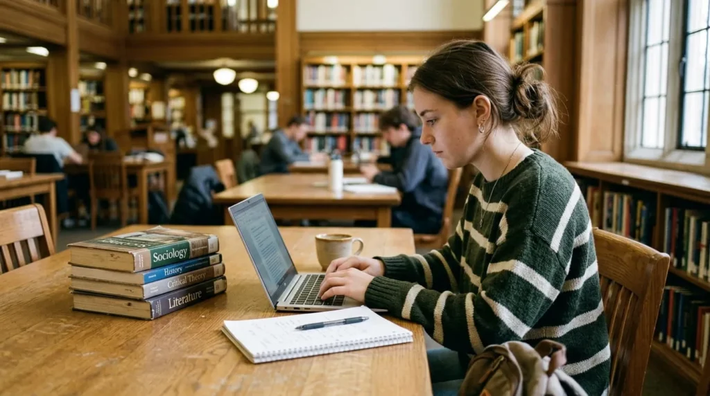 Best Laptops for Writers in 2026 4 Student typing on a budget laptop, one of the best laptops for writers on a tight budget