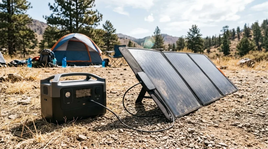 Best Portable Power Stations for Camping and Backup Power 3 Solar charging one of the best portable power stations outdoors