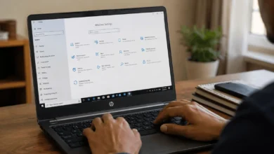 person opening Windows settings to factory reset an HP laptop
