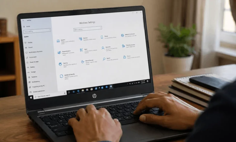 How to Factory Reset an HP Laptop (Step by Step) 1 person opening Windows settings to factory reset an HP laptop