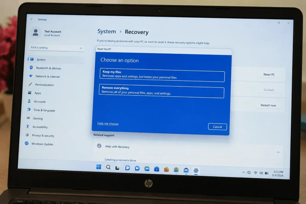 How to Factory Reset an HP Laptop (Step by Step) 2 Windows 11 reset this PC menu on an HP laptop