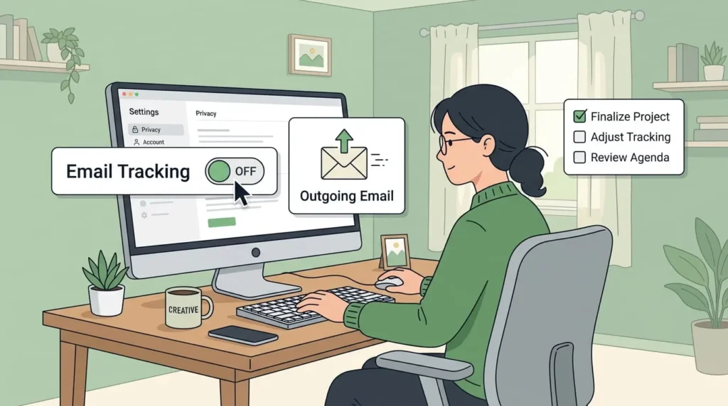 Cursor hovering over a suspicious link to help stop email tracking