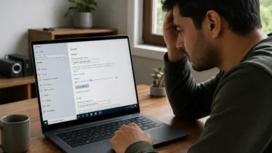 How to Fix Sound Not Working Windows 1 Windows sound settings open on a laptop while fixing sound not working