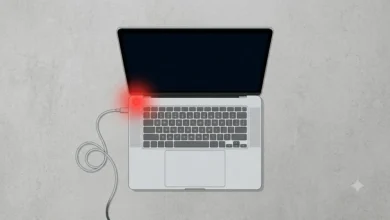 HP Laptop Not Turning on: What To Check And How To Fix It 5 : HP laptop with a black screen and charging cable plugged in, not turning on