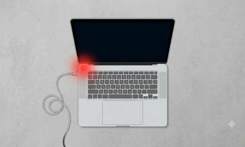 HP Laptop Not Turning on: What To Check And How To Fix It 1 : HP laptop with a black screen and charging cable plugged in, not turning on
