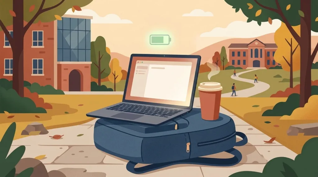 Best Laptops For Engineering Students In 2026 3 Illustration of a lightweight laptop representing the best laptops for engineering students who prioritize battery life