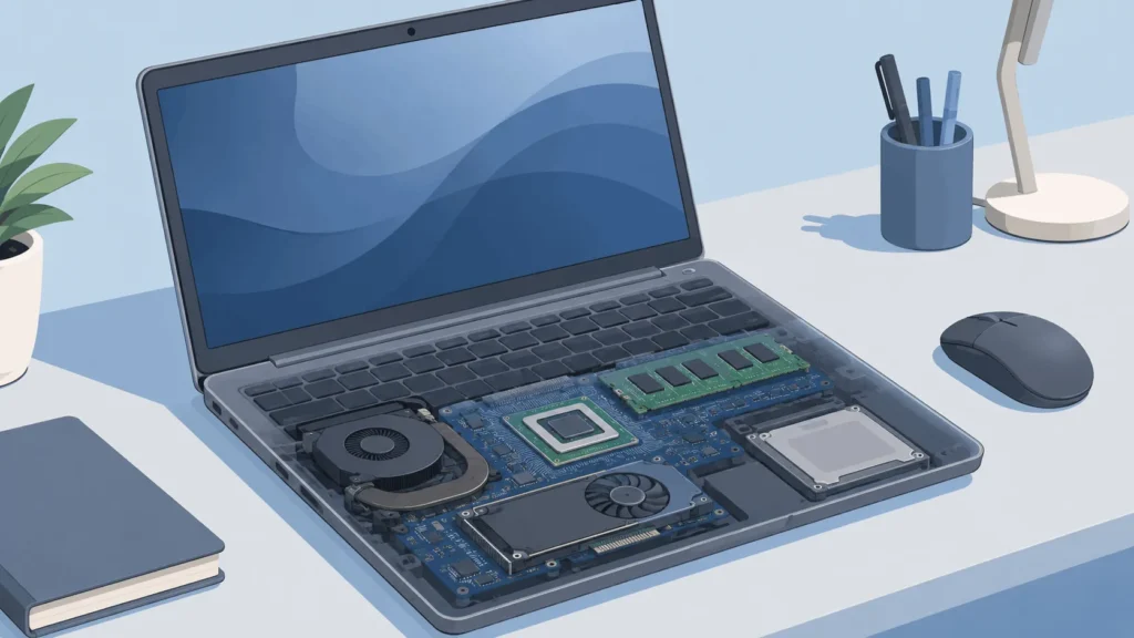 Best Laptops For Engineering Students In 2026 2 Illustration showing the key internal components that matter when choosing the best laptops for engineering students