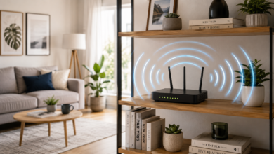 How to Improve Wifi Signal at Home (2026 Guide) 7 Router positioned centrally to improve wifi signal throughout a home