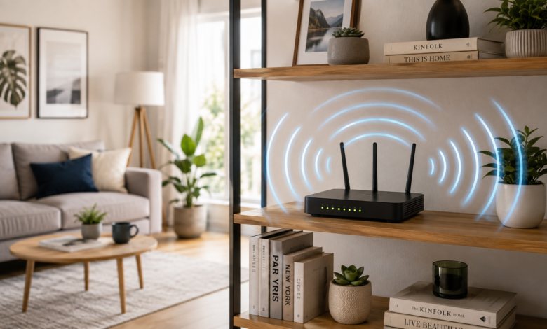 How to Improve Wifi Signal at Home (2026 Guide) 1 Router positioned centrally to improve wifi signal throughout a home