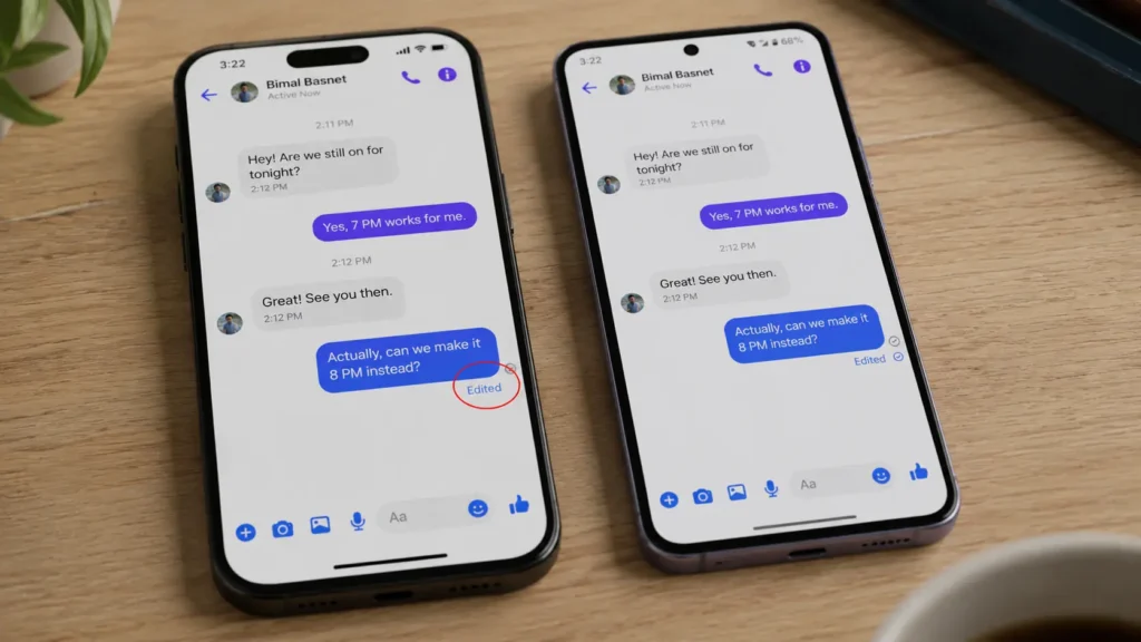 How to Edit a Message on Messenger (2026 Guide) 4 Messenger chat showing the Edited label after a message was changed