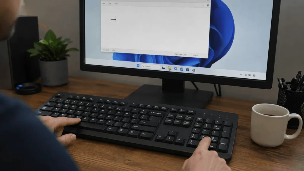How to Type an Em Dash on Windows: Every Method That Works 4 Person using the Alt key and numeric keypad to type an em dash on a Windows computer.