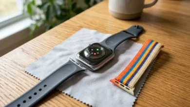 Apple Watch lying face down showing how to change an Apple Watch band