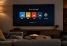 Smart TV displaying a Netflix profile screen before signing out of Netflix on TV