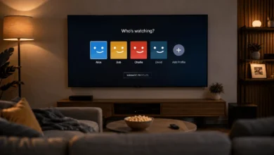 Smart TV displaying a Netflix profile screen before signing out of Netflix on TV