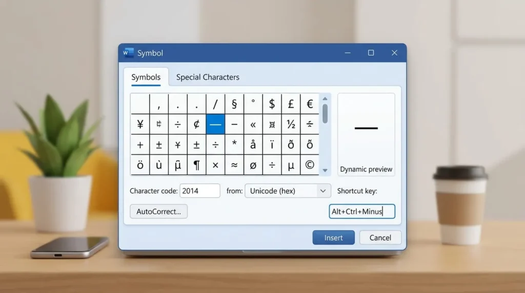 How to Type an Em Dash on Windows: Every Method That Works 3 Word Insert Symbol dialog used to type an em dash and assign a shortcut