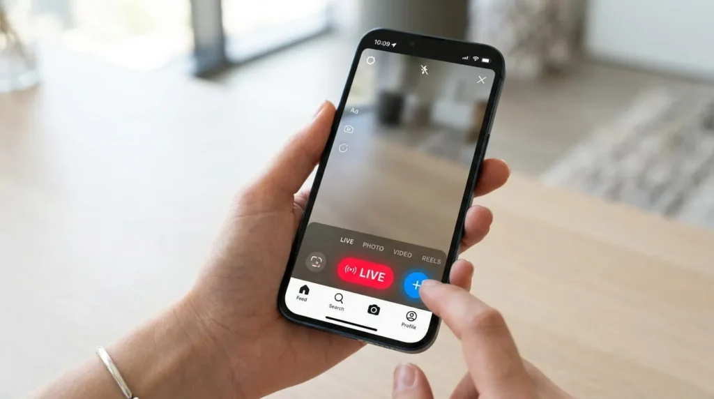 How to Go Live on TikTok: Full 2026 Step-by-Step Guide 2 Mobile app navigation showing how to go live on TikTok by selecting the LIVE mode