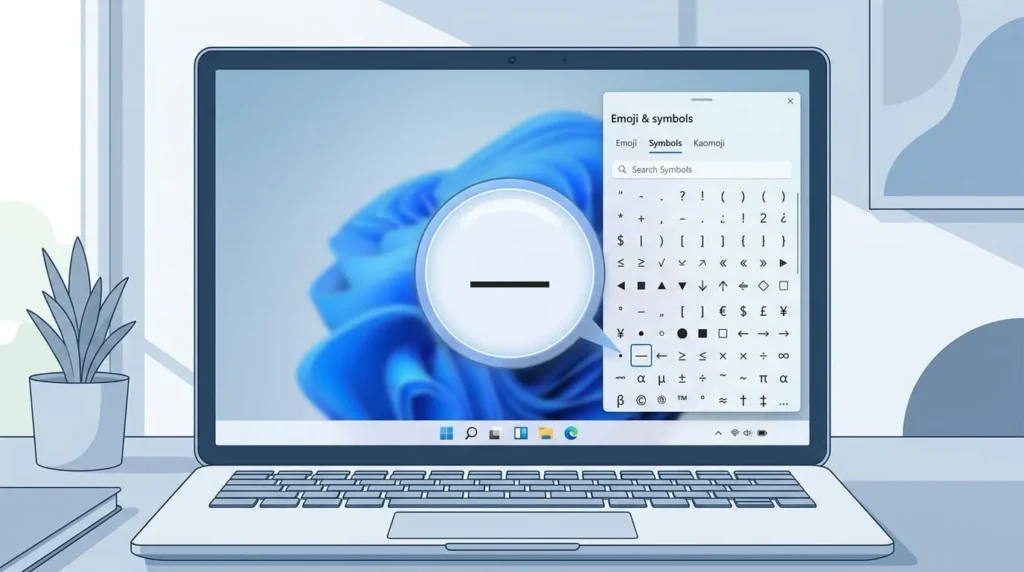 How to Type an Em Dash on Windows: Every Method That Works 2 Windows symbol panel open to insert an em dash without a number pad