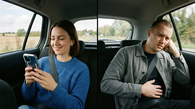 Motion Sickness Dots on iPhone: How Vehicle Motion Cues Work 3 Comparison showing whether the motion sickness dots iphone feature works for different passengers