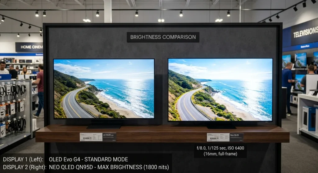 mini led vs oled tv brightness comparison