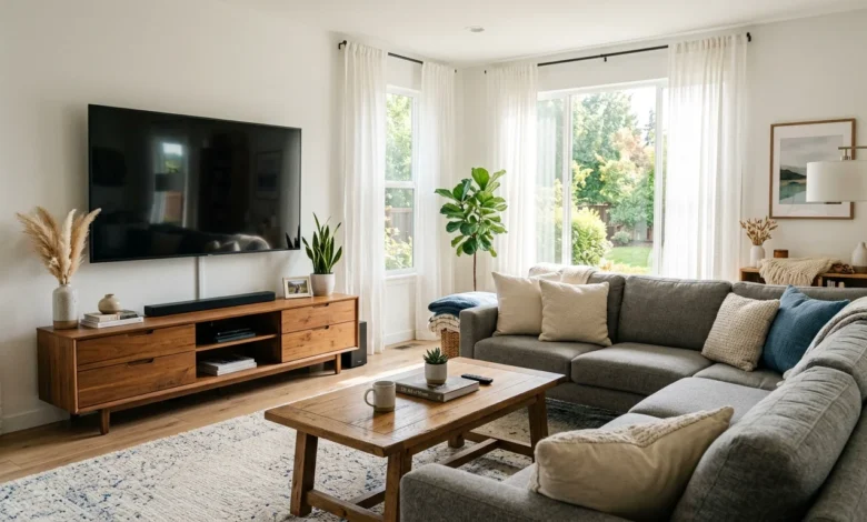 mini led vs oled tv in a bright living room