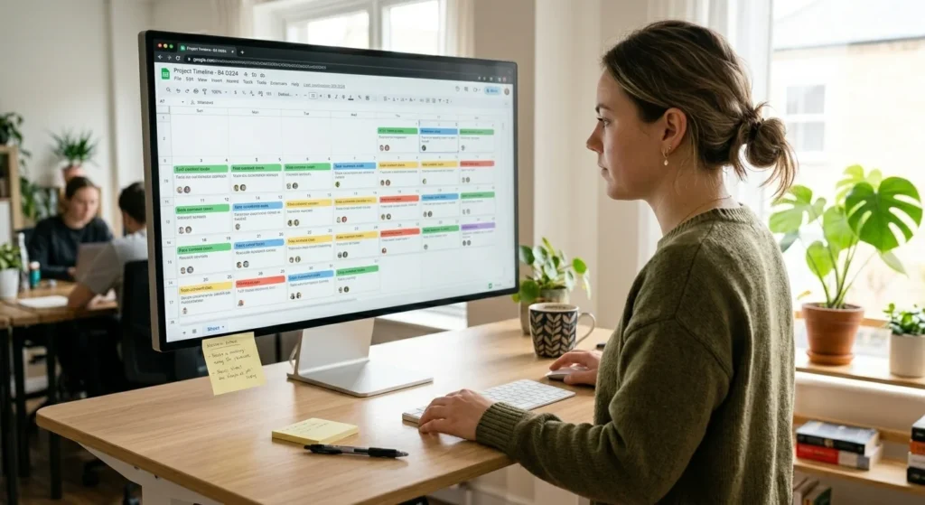 How to Insert Calendar in Google Sheets: 5 Working Methods 3 Calendar view tab created after learning how to insert calendar in Google Sheets from a table