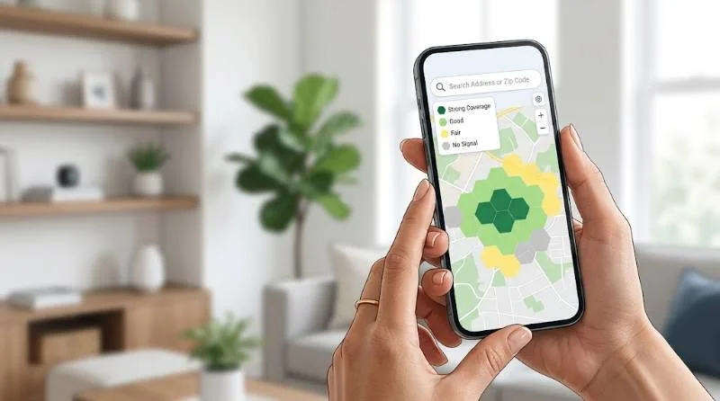 Smartphone showing a network status map to help answer why is Verizon down