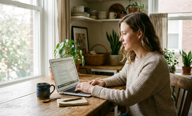 How to Polish Online Presence: 9 Steps That Work 1 Woman reviewing her search results to polish online presence at home