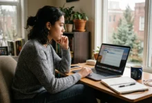 Person learning how to use magnet links on a laptop with a torrent client open