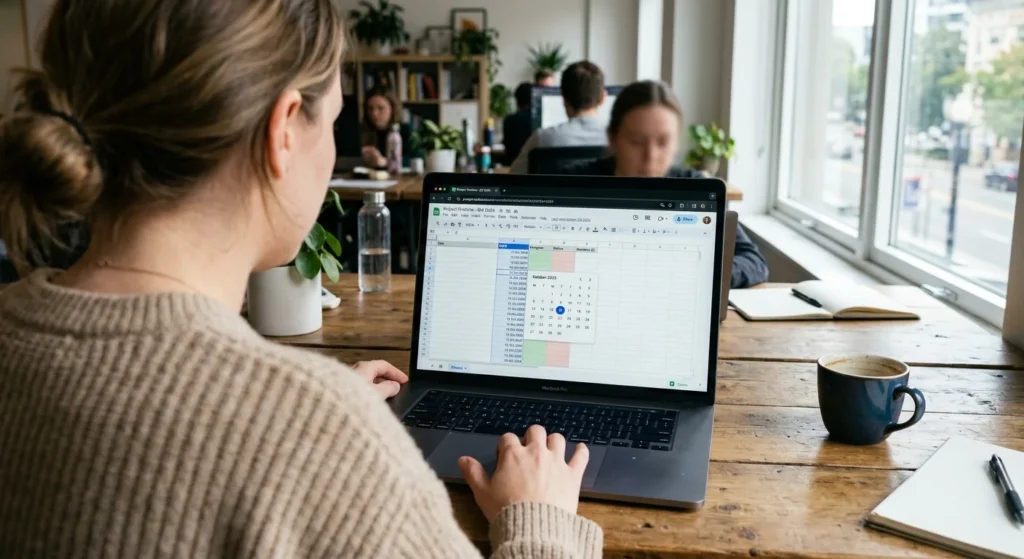 How to Insert Calendar in Google Sheets: 5 Working Methods 2 Date picker dropdown showing how to insert calendar in Google Sheets with data validation