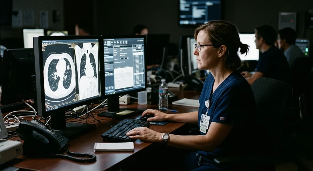 What Is a Neural Network? A Plain-English Explanation 4 Radiologist reviewing a scan with software built on a neural network