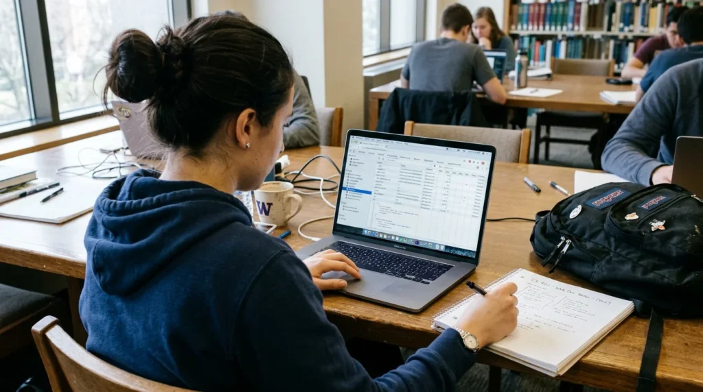 Student checking a cookie on a website in the Chrome Application tab