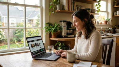 Woman reading a cookie consent banner to learn what is a cookie on a website