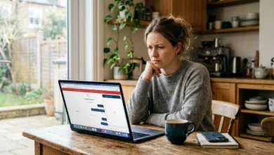 Woman at a laptop wondering why is ChatGPT not working after an error message appears