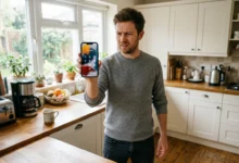 Man wondering why is my Face ID not working while holding his iPhone