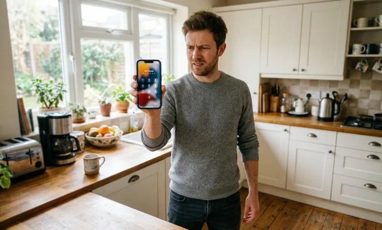 Why Is My Face ID Not Working? Easy Fixes 1 Man wondering why is my Face ID not working while holding his iPhone