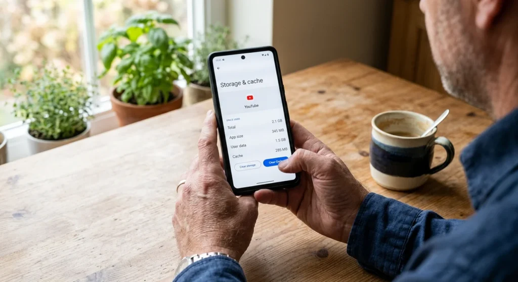 Clearing app cache on Android to fix why is YouTube not working
